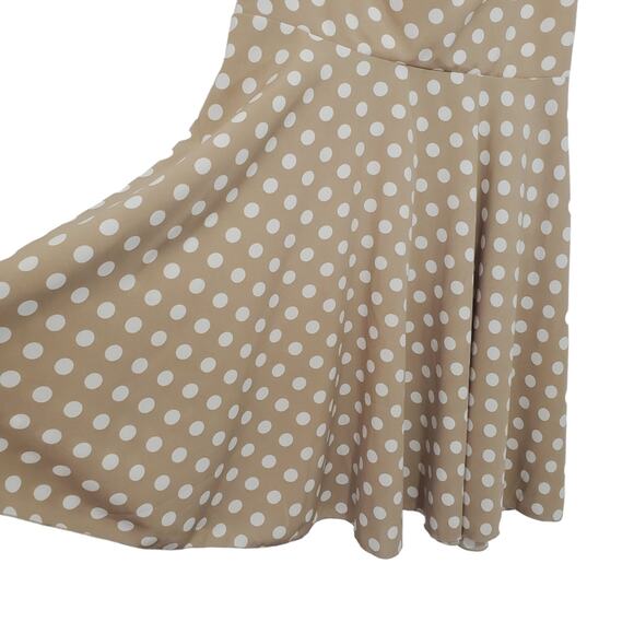 Enfocus Studio | Neutral Polka-dot Drapey Front Fit and Flare Dress - Picture 4 of 8